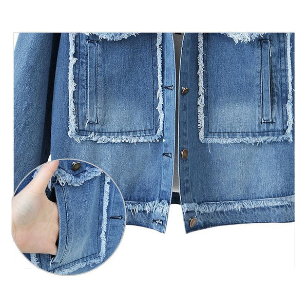 Button Frayed Loose Western Style