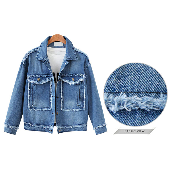 Button Frayed Loose Western Style