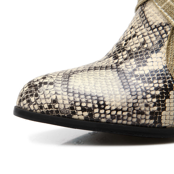 Western Cowboy Snake Printed Boots
