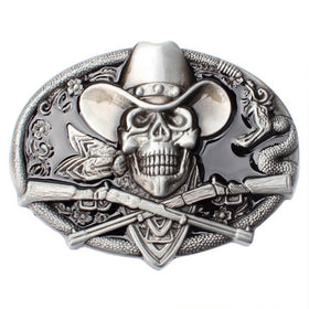 Gun Skull Belt Buckle