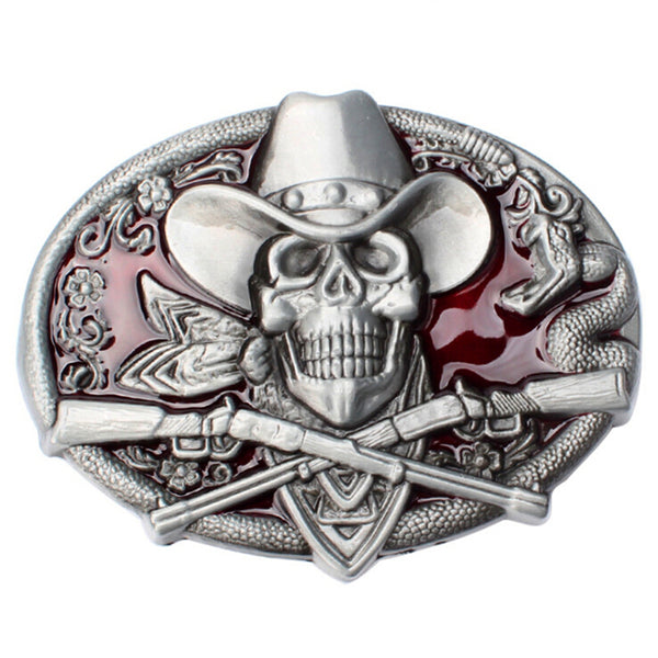 Gun Skull Belt Buckle