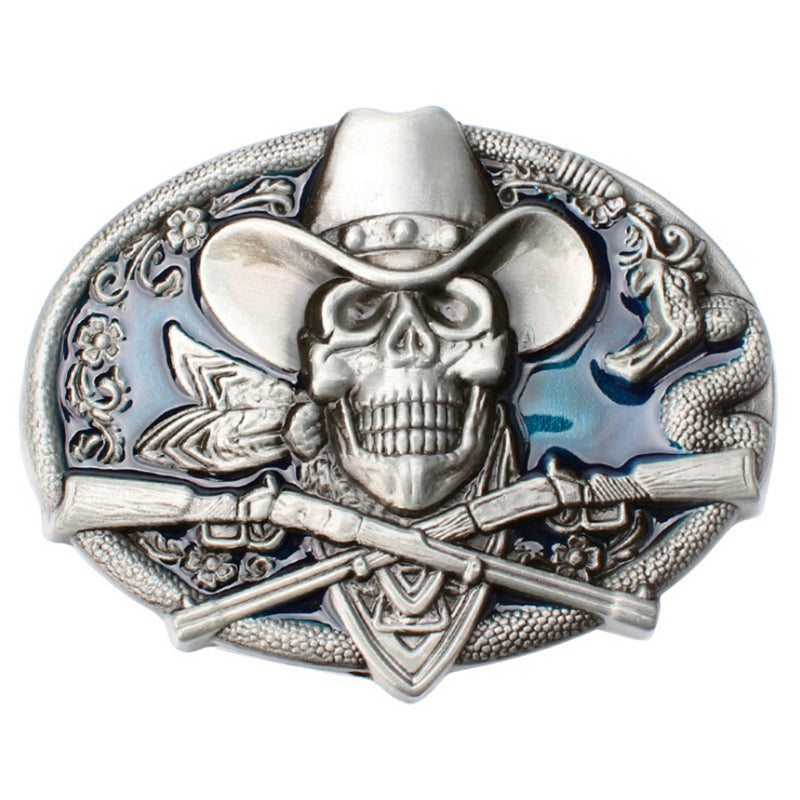 Gun Skull Belt Buckle