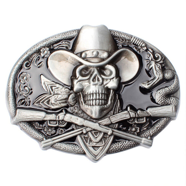 Gun Skull Belt Buckle