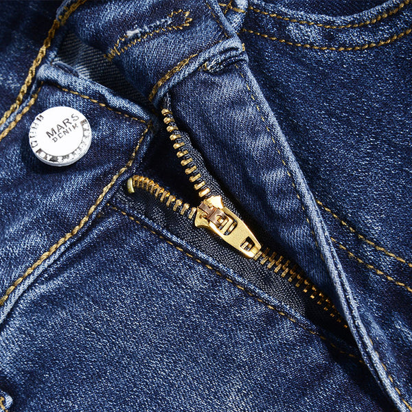 Western Style Leisure Holes Stretch Jeans