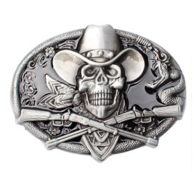 Gun Skull Belt Buckle