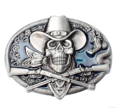 Gun Skull Belt Buckle