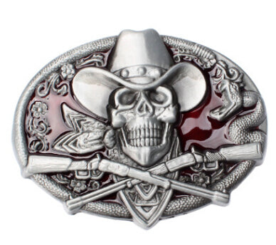 Gun Skull Belt Buckle